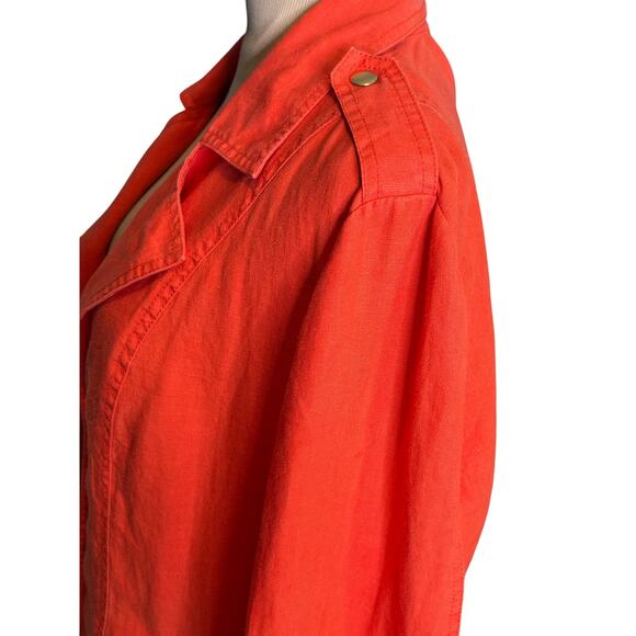 Chico’s orange linen open front moto jacket size 2 - large - Picture 9 of 15